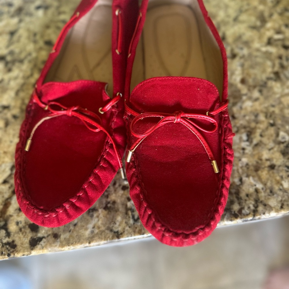 JustFab Red Bow Loafers